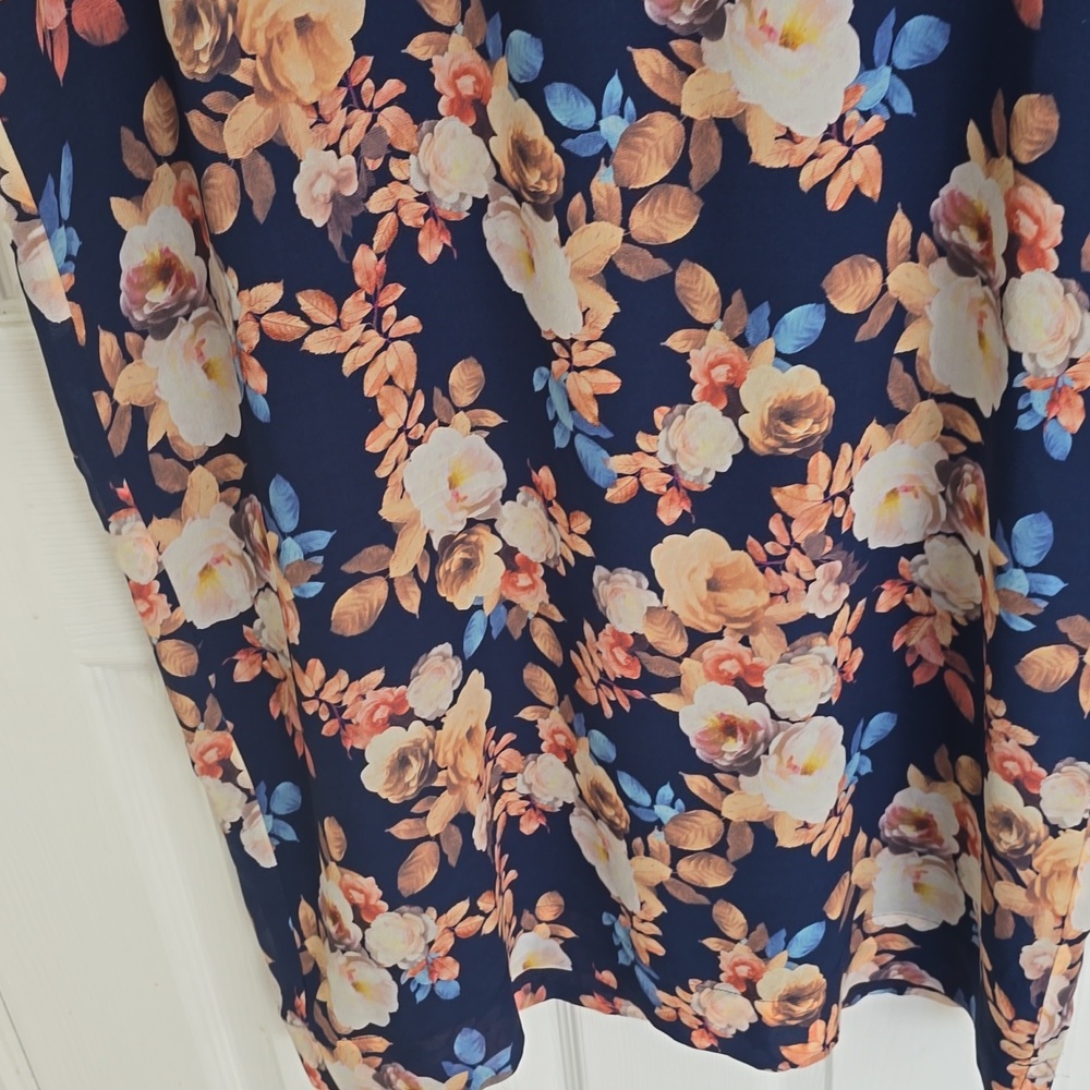 J. Crew 100% Silk Antique Floral Short Sleeve Shift Dress Blue Lined Size 10 - Picture 9 of 15